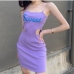 4Embroidered Letter Cut Out Sleeveless Dresses