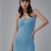 3Embroidered Letter Spaghetti Strap Mini Dress For Ladies