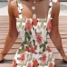 7Floral Pure Color Trendy Sleeveless Short Dress