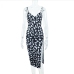 19Heart Printed Spaghetti Strap  Backless Sleeveless Midi Dress