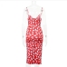 5Heart Printed Spaghetti Strap  Backless Sleeveless Midi Dress