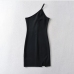 4Individual Black Split One Shoulder Mini Dress