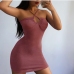 13Knit Solid Hollow Out Halter Mini Dress