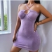 3Knit Solid Hollow Out Halter Mini Dress
