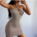 11Knit Solid Hollow Out Halter Mini Dress