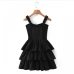 5Ladies Black Ruffles Backless Sleeveless Short Dress