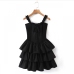 6Ladies Black Ruffles Backless Sleeveless Short Dress