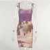7Ladies Printed Backless Camisole Bodycon Short Prom Dress