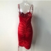8Ladies Ruched Spaghetti Strap Prom Sleeveless Dress