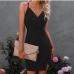 4Latest Summer Solid V Neck Backless Bodycon Dress