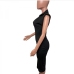6Leisure Black V Neck Sleeveless Knee Length  Dress