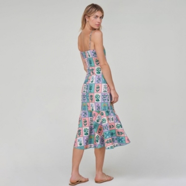 Loose Print Sleeveless Midi Dress For Women
