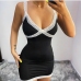1Low Cut Patchwork Lace Camisole Sexy Dress