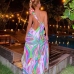 4Multicolored Printed Sleeveless One Shoulder Slit Dress