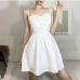 5New Chic Ruched White Sleeveless Dress Women