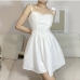 6New Chic Ruched White Sleeveless Dress Women