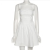 8New Chic Ruched White Sleeveless Dress Women