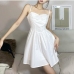 1New Chic Ruched White Sleeveless Dress Women