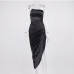 7New Design Ruched Strapless Satin Dress