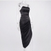 8New Design Ruched Strapless Satin Dress