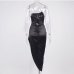 10New Design Ruched Strapless Satin Dress