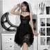 19New Trendy Solid Black Sleeveless Lace Dress