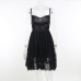 3New Trendy Solid Black Sleeveless Lace Dress