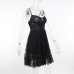 4New Trendy Solid Black Sleeveless Lace Dress