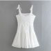 4New White High Waist Ruched Camisole Dress