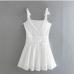 8New White High Waist Ruched Camisole Dress