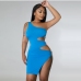 12One Shoulder Sleeveless Cut Out Bodycon Dress