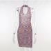 7Open Back Colorful Printed One Piece Dress