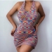 1Open Back Colorful Printed One Piece Dress