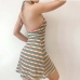 4Personalized Tie Wrap Striped Halter Neck Dress