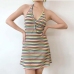 1Personalized Tie Wrap Striped Halter Neck Dress