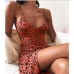 3Plus Size Sexy V Neck Leopard Mini Dress 