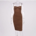14Popular Solid Ruched Camisole Sheath Dress