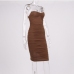 15Popular Solid Ruched Camisole Sheath Dress