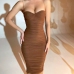 9Popular Solid Ruched Camisole Sheath Dress