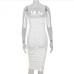 5Ruched White s Knee Length Straples Dresses For Women