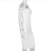 9Ruched White s Knee Length Straples Dresses For Women