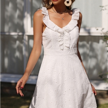 Rural Style White Backless Sleeveless Dress