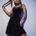 16Seductive Black Velvet Sleeveless Pleated Dresses