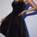 1Seductive Black Velvet Sleeveless Pleated Dresses