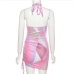 8Seductive Color Blocking Tie Wrap Hollow Out Dress