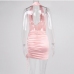 10Seductive Pink Draped Rhinestone Backless Halter Dress