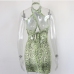 12Seductive  Snake Printed Ruched Criss Cross Halter Dress