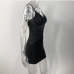 7See Through  Patchwork Spaghetti Strap Dress