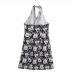 6Sexy Backless Print Halter Sleeveless Mini Dress