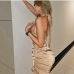5Sexy Backless Ruched Halter Short Prom Dress